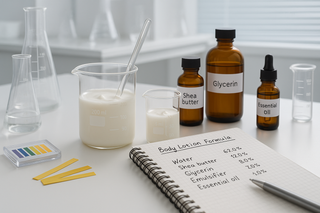 What are the essential ingredients in a body lotion formula?