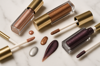 How do you control creasing or smudging in liquid eyeshadows?