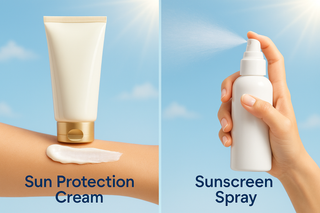 What is the difference between sun protection cream and sunscreen spray?