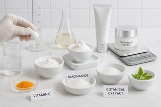 How is the whitening creams formulation tested for safety and stability?